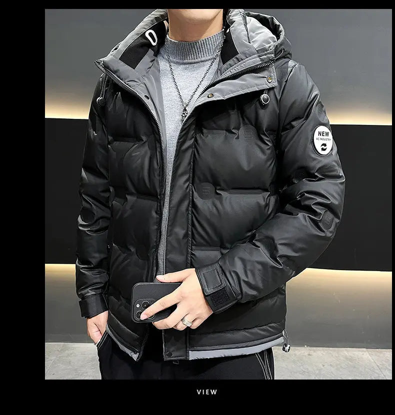 Hip Hop Men's Lightweight Hooded Down Jackets Winter Fashion Windbreaker Thick Warm Coats Outdoor Sport White Duck Down Jacket
