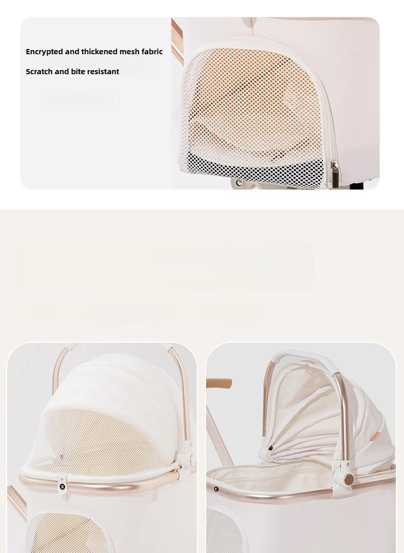 Luxury PU leather pet stroller,Car Pet Basket,lightweight Foldable Dog Travel Stroller,Portable Outdoor Cat and Dog Stroller