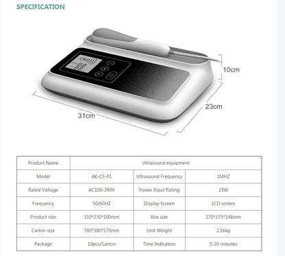 Ultrasonic Therapy Machine For Pain Relief Muscle Joints Massage No Drug Ultrasound 1MHz Physiotherapy Device LCD Screen Display