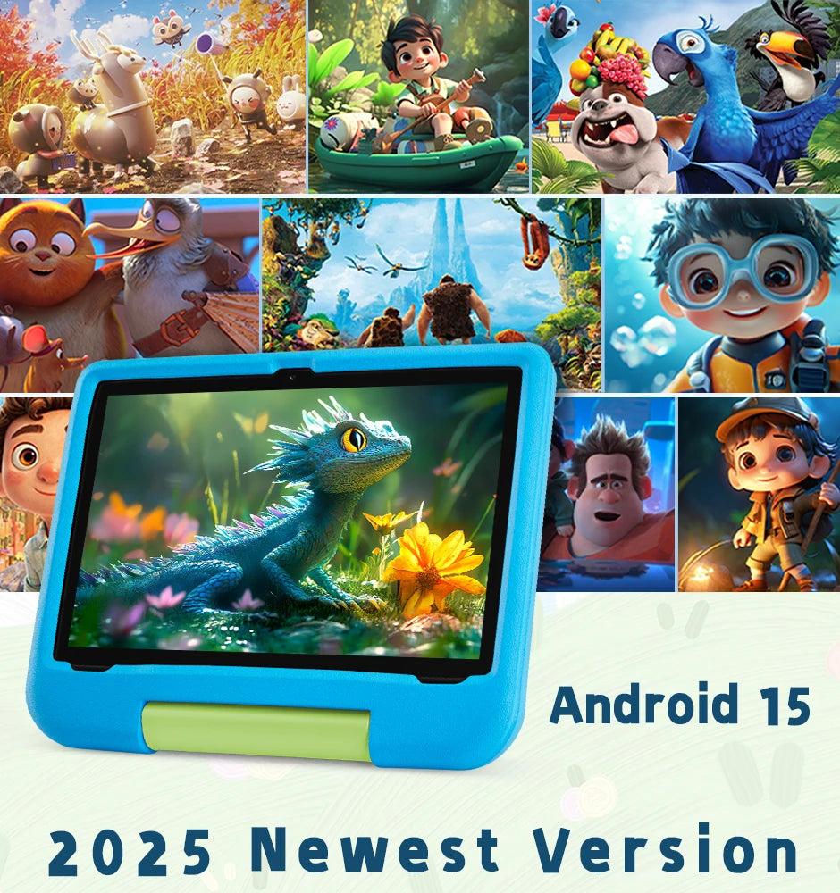 Kids Tablet, 10.1-inch Children 2025 Android 15 Tablets with Eye Protection Screen, 8GB(4+4GB) RAM 64GB Storage, 5000mAh Battery