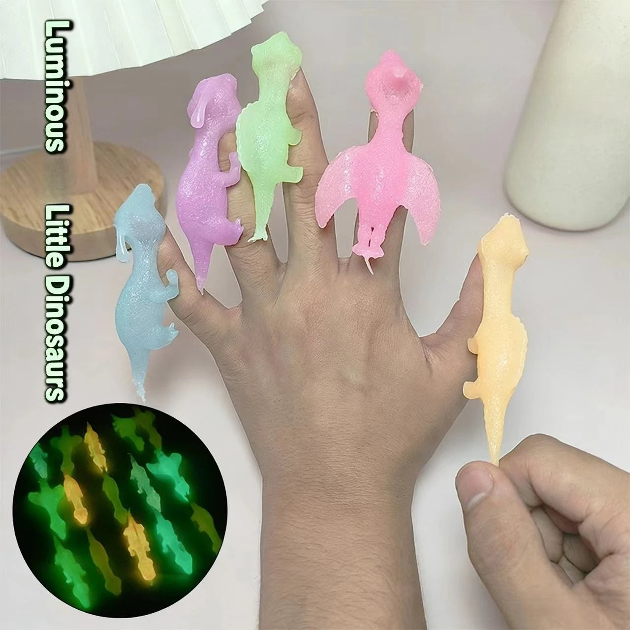 5-20Pcs Colorful Finger Catapult Noctilucent Dinosaur Games Birthday Shower Favor Giveaway Christmas Carnival Party Gift