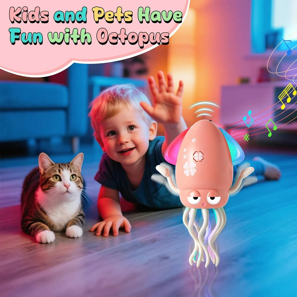 Dancing Squid Toy Pet Automatic Obstacle Avoidance Crawling Walking Electric Music Octopus with Light Music Toys Birthday Gifts