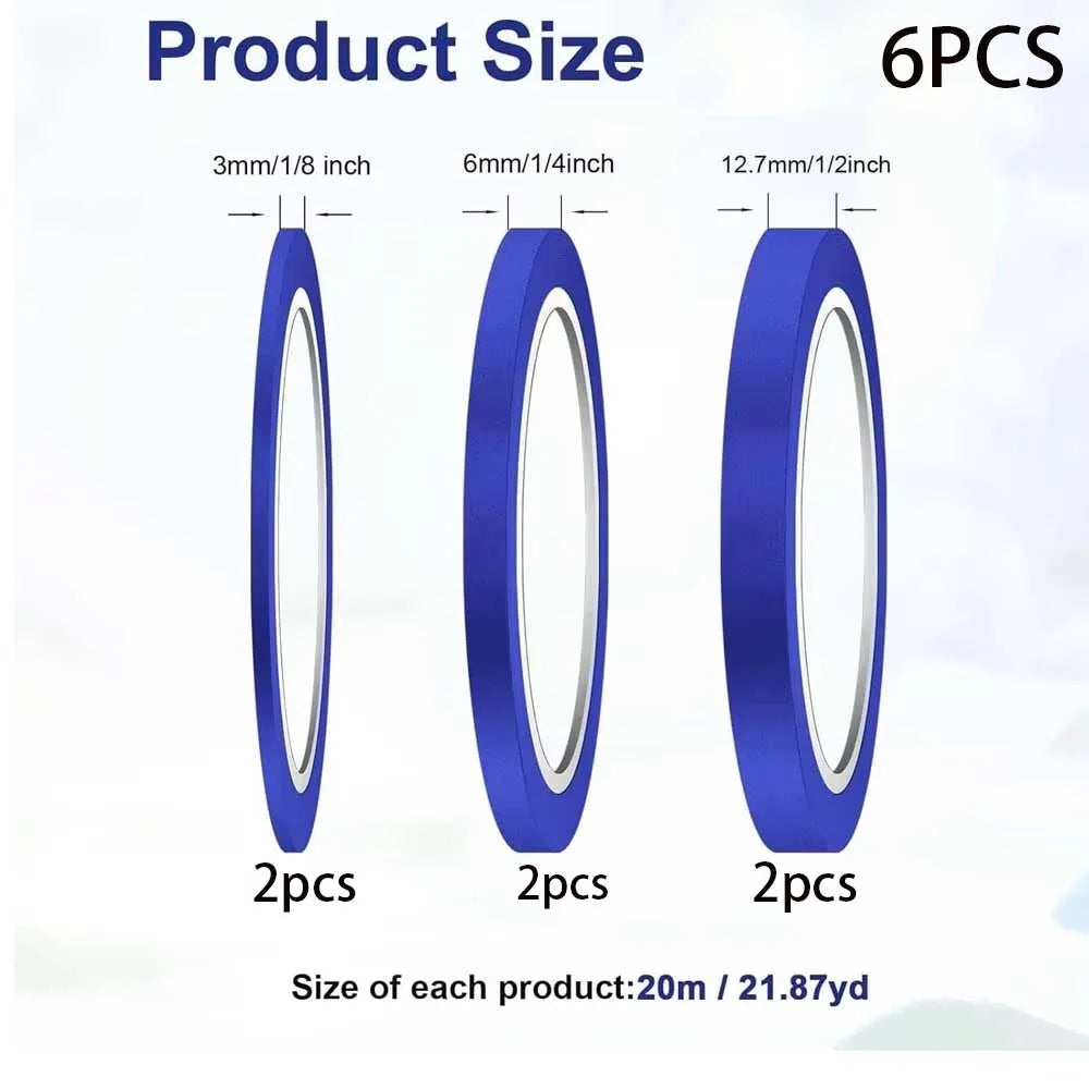 3 Rolls of Blue Tape, 3/6/12 mm Wide Masking Tape, Fine Line Painter's Tape for Car, School, Office, DIY Projects ,for Nails