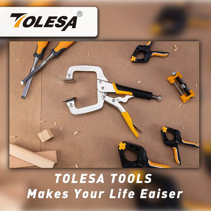 TOLESA 1/2PC 11" Pocket Hole Jig Clamp Face Clamp With Swivel Pad Heavy Duty C Clamp for Pocket Hole Joinery Cabinet Carpentry