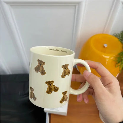 Ceramic Coffee Mug Cartoon Bear Chocolate Bear Mugs Girl Retro Coffee Cup Afternoon Tea Cute Ceramic Mugs Cute Coffee Mug Cup