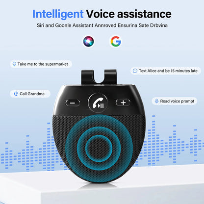 Hands Free Car Phone Kit Bluetooth Car Hands Free Kit Support 2 Phones Connection Support Siri Assistant Hands Free Speaker