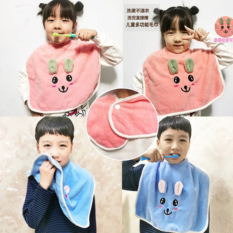 1pc Baby Bibs for Children Washing Face Towel Soft Salive Towel Boys Girls Learning Brushing Teeth Towel for 3 To 8 Years Kids
