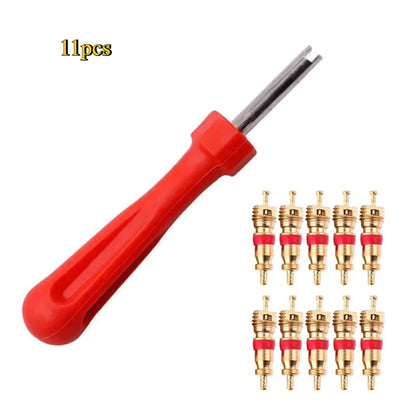 1set Tire Valve Core Screwdriver Tool Multifunctional Tire Valve Stem Tool Standard & Large Bore Tyre Nipple Core Removal Inser