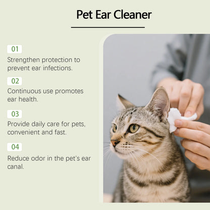Pet Ear Cleaner Liquid for Dogs Cats Gentle Ear Wash Drops Removes Dirt Earwax buildup Deodorizer for Daily Ear Care Cleaning 50