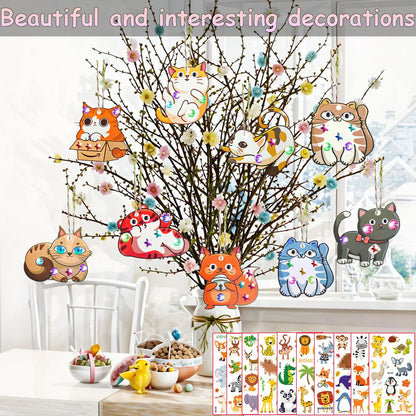 290PCS Wooden Cat Painting DIY Handcraft Kit Creative Decoration Artwork Craft Set Ideal for Drawing & Handmade Gifts