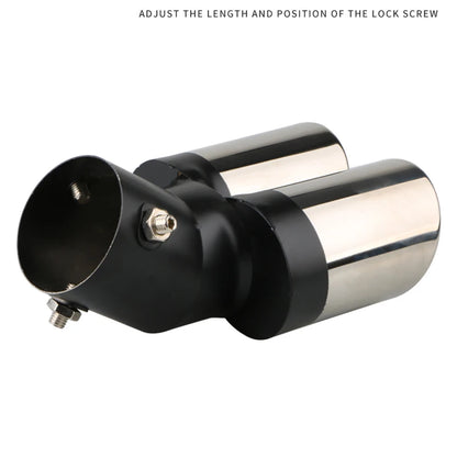 1PCS 2.5" Inlet Decoration Chrome Tail Pipe Car Styling Car Exhaust Trim Muffler Pipe Tail Stainless Steel Curved Double Outlet