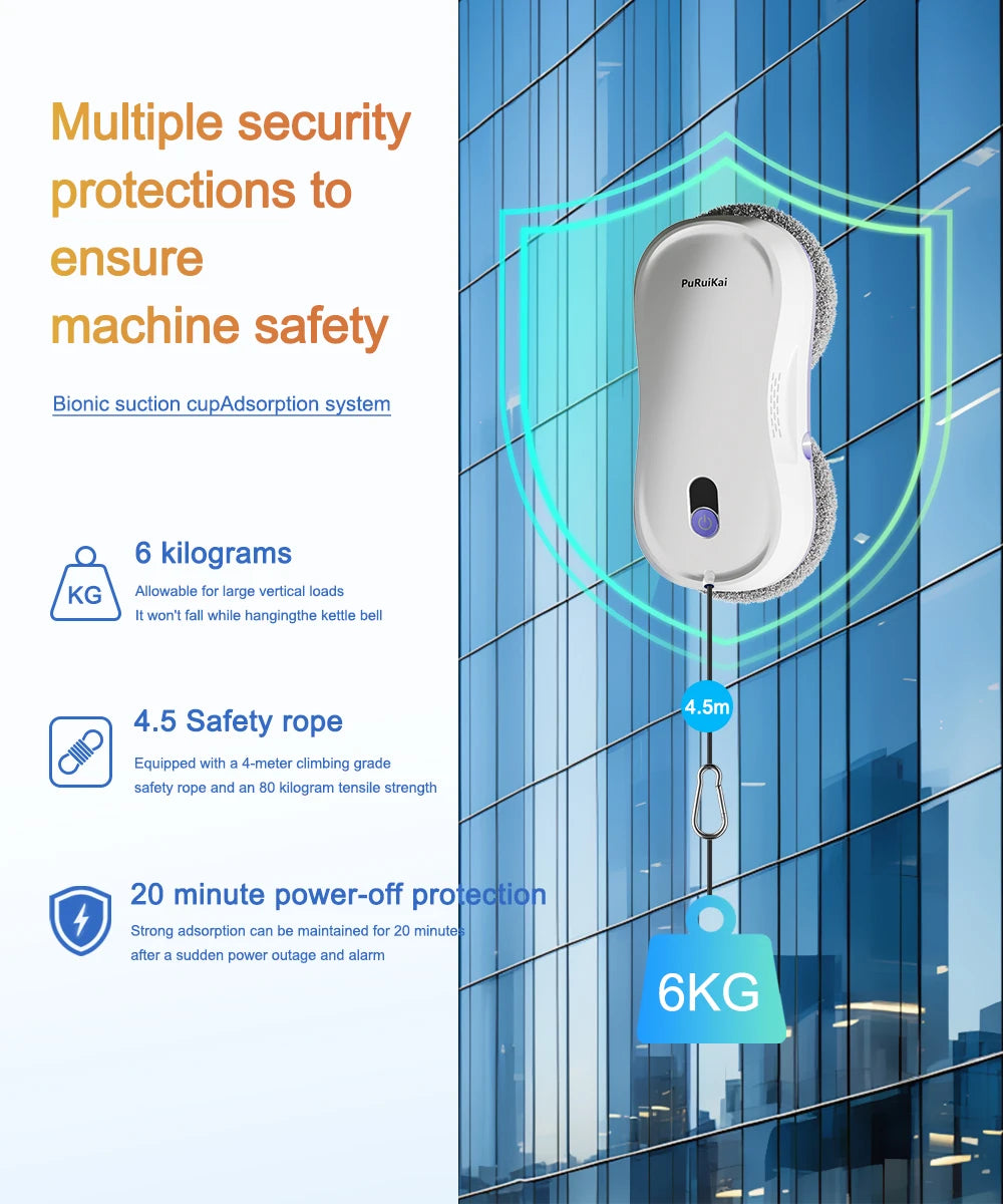 Smart Window Cleaning Robot with Dual Water Spray, Auto Robot Window Cleaner Edge Detection Remote Robotic Windows Washer