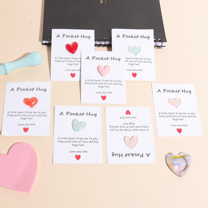 4 Pack Small Cute Pocket Hug Cards, Heart Shape Encouragement Greeting Cards, Mini Love Cards for Birthday Valentine