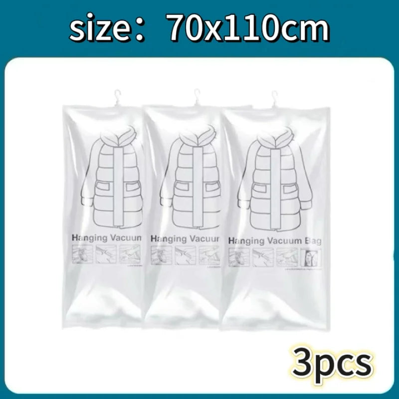 Hanging Vacuum Storage Bags Space Saver Bags Vacuum Seal Storage Bag for Suits Dress Coats Jackets Closet Organizer and Storage