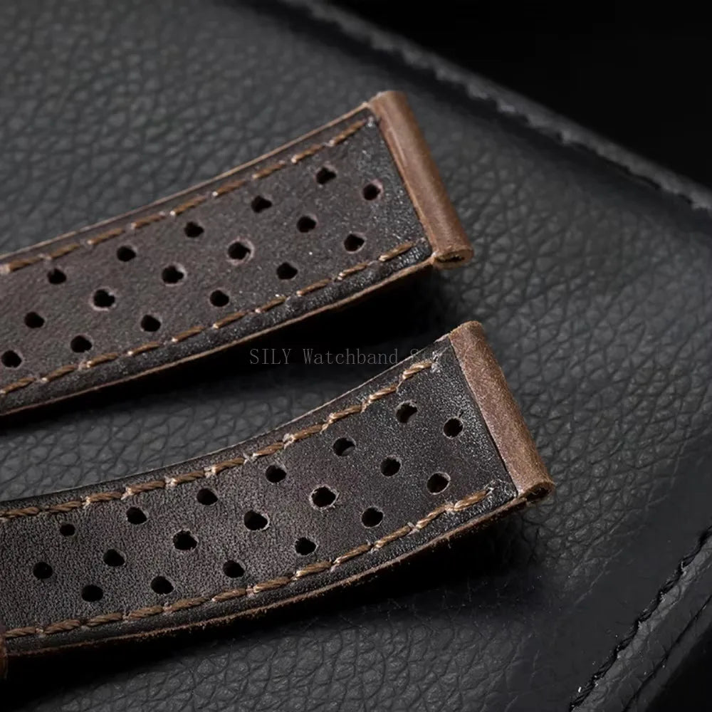 Breathable Leather Strap Men Women Universal Cowhide Watchband Business Wristbelt Band Sport Bracelet Accessories 18mm 20mm 22mm