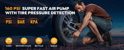 Yaber 4 In 1 6000A Jump Starter PD65W Power Bank 160PSI Air Compressor Tire Pump Portable Charger Car Booster Starting Device