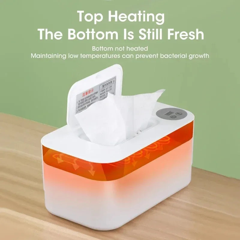 Baby Wipe Heater Portable Baby Wet Wipe Heater with LED Display USB Charging Wipe Heater Baby Wipe Heating Box For Home Car