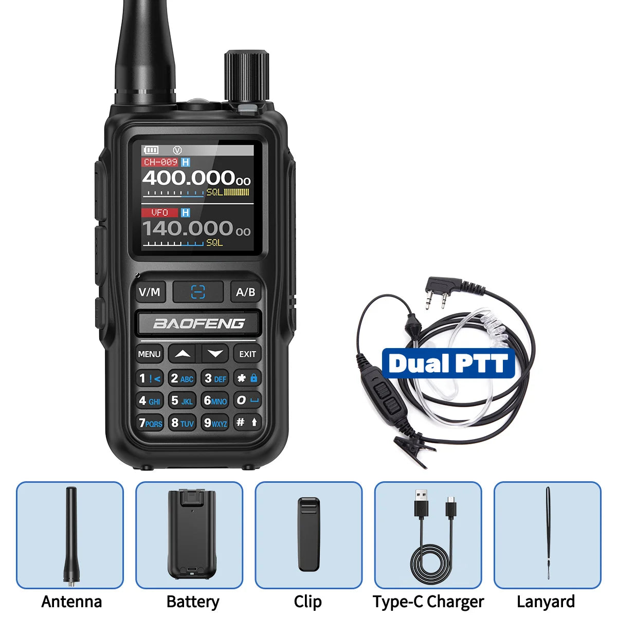 BAOFENG UV-5R Mini Walkie Talkie Full Band Bluetooth Programming Wireless Copy Frequency 2 PTT AM FM Type-C Long Range Ham Radio