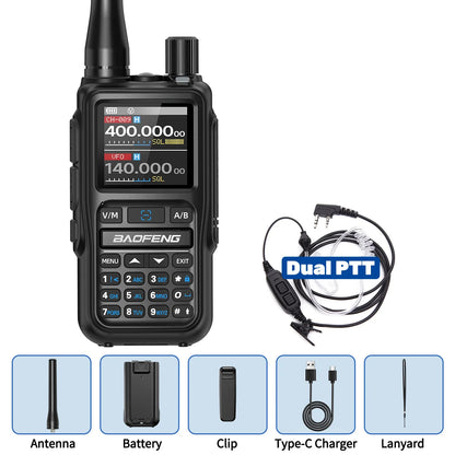 BAOFENG UV-5R Mini Walkie Talkie Full Band Bluetooth Programming Wireless Copy Frequency 2 PTT AM FM Type-C Long Range Ham Radio
