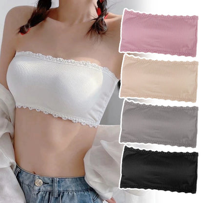 Lace Strapless Bra Women Sexy Tube Top Invisible Push Up Bralette Lady Seamless Underwea Lingerie Summer Chest Wraps Crop Tops