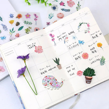 6pcs Leaf Flower Stickers Japanese Accessories for Kids Dessert Diary Decorating Pretty Stationery Feather Decoration Supplies