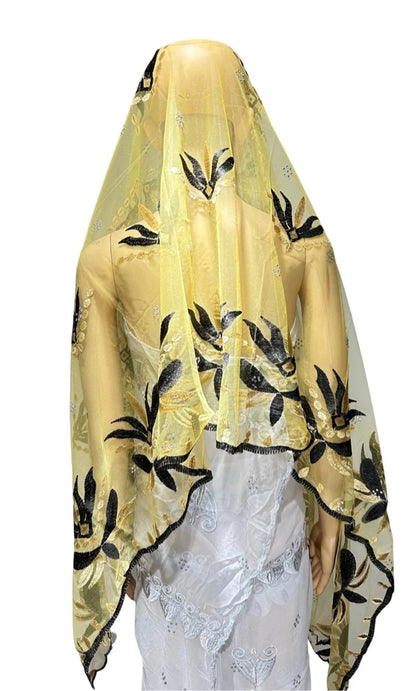 On Sale 2025 New African Net Hijab Scarf for Muslim Women African Dubai Islam Headscarf Embroidery Shawls Voile