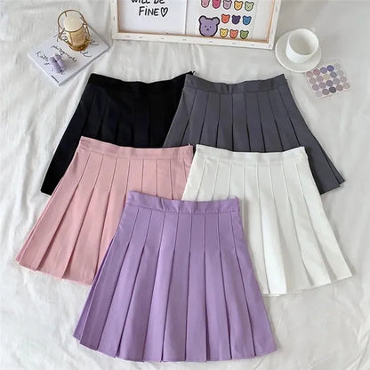 Solid Color A-line Short Women Summer Western Cloth Fabric High Waist Slim Half Skirt Autumn Winter Jk Short Skirt Sweet Style