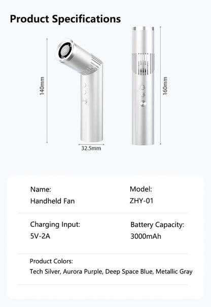 Lenovo Portable Foldable Handheld Fan Brushless Motor USB Rechargeable Mini Fan 199-Speed Settings with LED Display Small Fan
