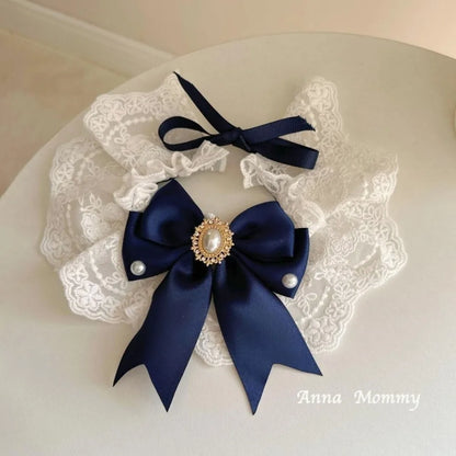 Fashion Adjustable Cat Lace Bow Bib Decorative Sweet Dog Collar Dress Up Adorable Pet Collar Photo Shooting