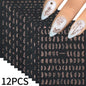 12Pcs 3D Gold Exquisite Flower Leaf Nail Art Stickers Metallic Floral Leaves Self-Adhesive Nail Decals DIY Retro Manicure Decor