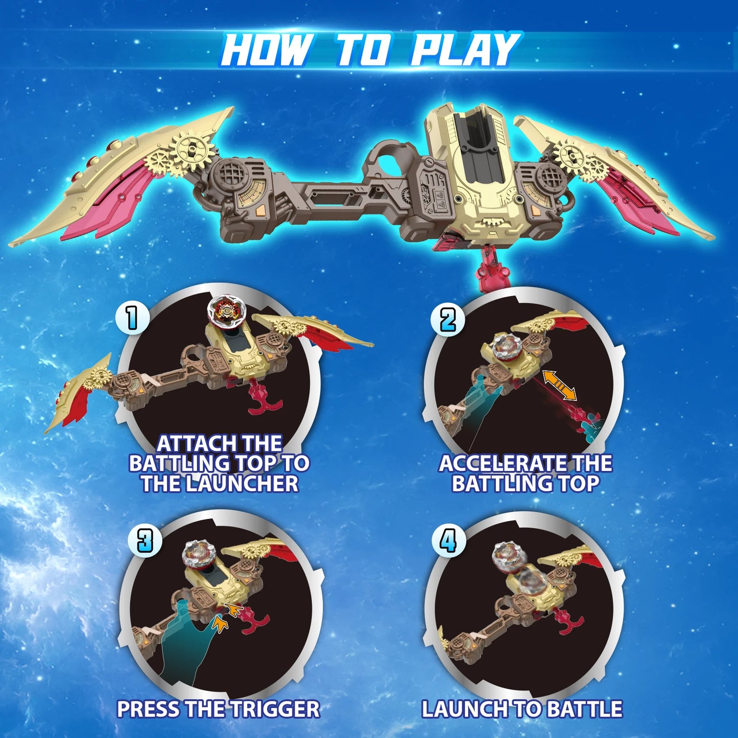 INFINITY NADO S7 Battle Top with Bow Launcher Infinite Acceleration, Metal Defense Type Battle Toy, Right-Spinning Top Game Toys