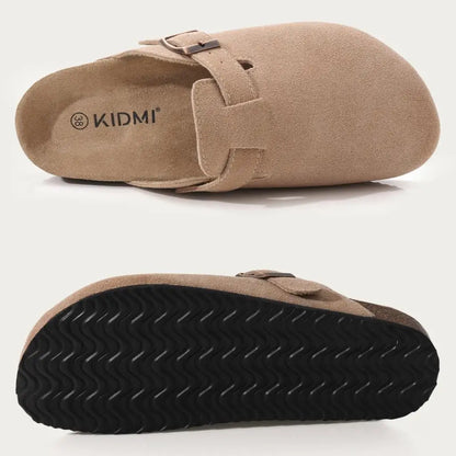 Shevalues Men's Suede Clogs Soft Leather Mules Men New Summer Men Cork Sandals Comfort Slip On Unisex Clogs With Arch Support