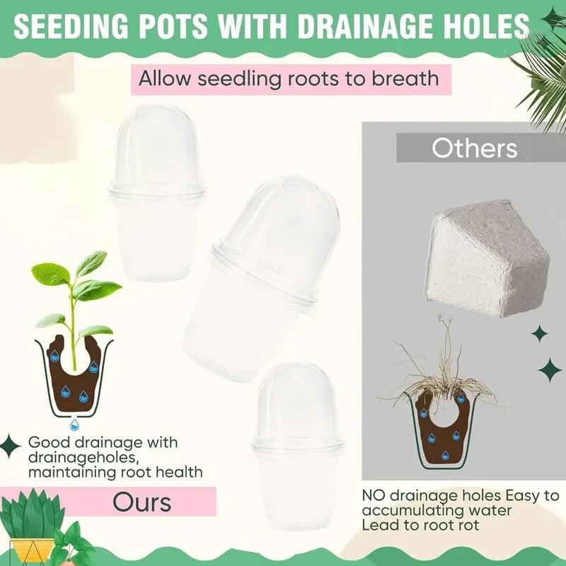 Seed Plant Nursery Pots Plastic Plant Mini Flowerpot Seed Starting Grow Nutrition Cup Plant Container Garden Planters Supplies