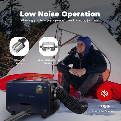 8KW 12V/24V/220V Ultra Silent Portable Diesel Air Heater W/Bluetooth App Automatic Altitude Car Heater for RV Car Campervan Home