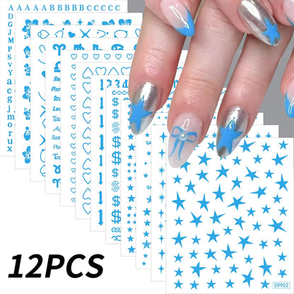 12pcs/set Cute Cartoon Dog/Cat Nail Art Stickers 3D Graffiti Black Cat Dog  Nail Decals 8*10cm Self-Adhesive Cartoon Nail Art Su