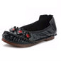 Vintage Flower Moccasins Woman Genuine Leather Ballet Flats Ladies Hollow Slip Ons Women's Luxury Loafer Purple Walking Shoes 42