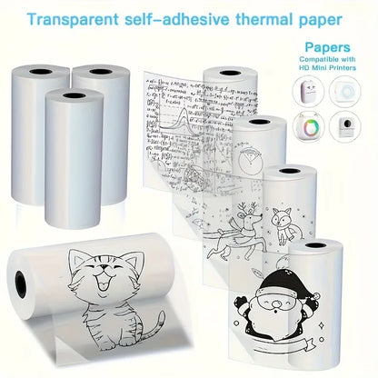 57mmx3m Clear Thermal Sticker Roll - Custom Design/Graphics Labels for T02/M02X/M02L Mini Printers Photo/Study/Journal/Christmas