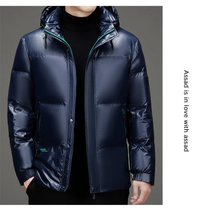 Men's Down Jacket Autumn Winter New Solid Color Thickened Warm Outdoor Travel Hooded Coat Men's White Duck Down padded Clothing
