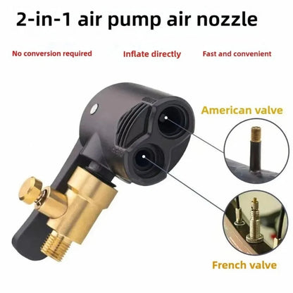 2-in-1 Deflated Schrader/Presta Valve Adapter Portable Tire Air Pump Nozzle Hose Tire Inflator Chuck Inflatable Pump Connector