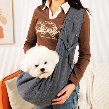 Breathable Pet Sling Carrier Bag for Cats Small Dogs Up to 7.5kg - Portable Single Shoulder Travel Pet Carrier