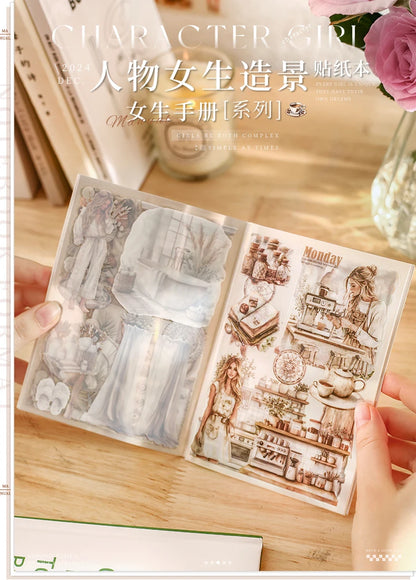 JIANQI 20 Sheets PET Die cut Stickers book Girl's Handbook Decorative handmade Scrapbooking Material Diary Album Craft Supplies