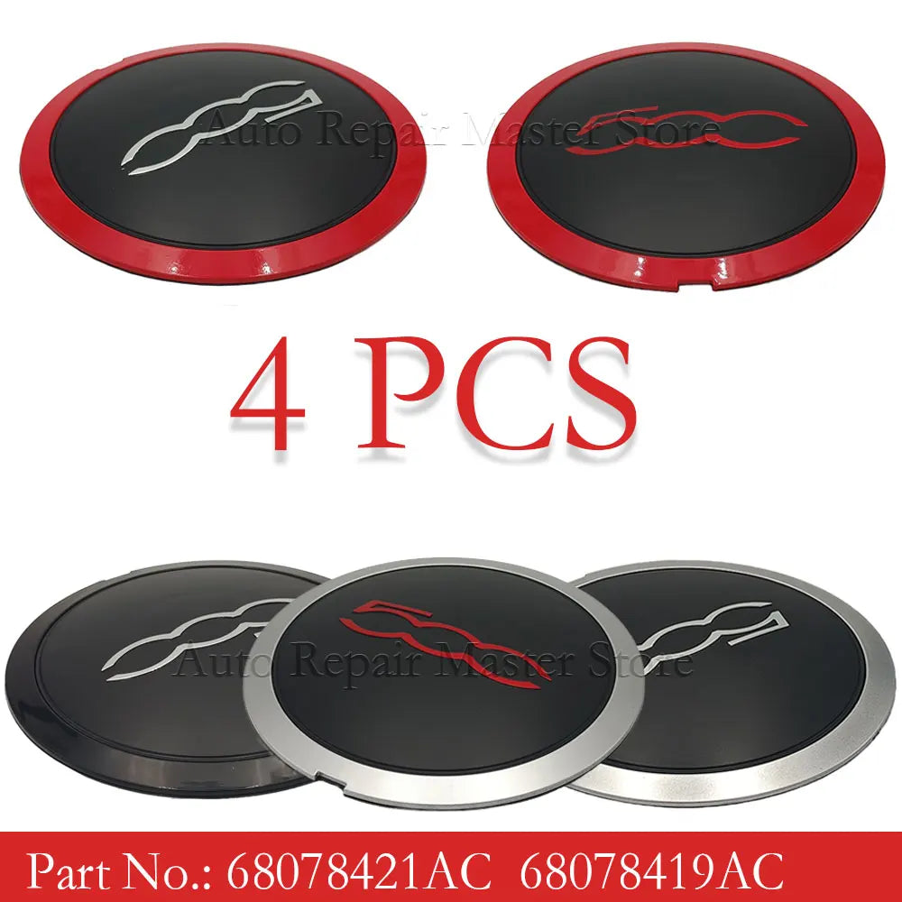 51884863 68078419AC 68078421AC 4PCS 133mm Hubcap Wheels Centre Hub Caps Set Dust Cover Wheel Hub Cap Replacement for Fiat 500