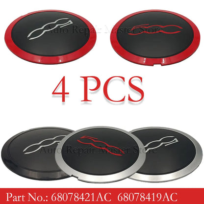 51884863 68078419AC 68078421AC 4PCS 133mm Hubcap Wheels Centre Hub Caps Set Dust Cover Wheel Hub Cap Replacement for Fiat 500