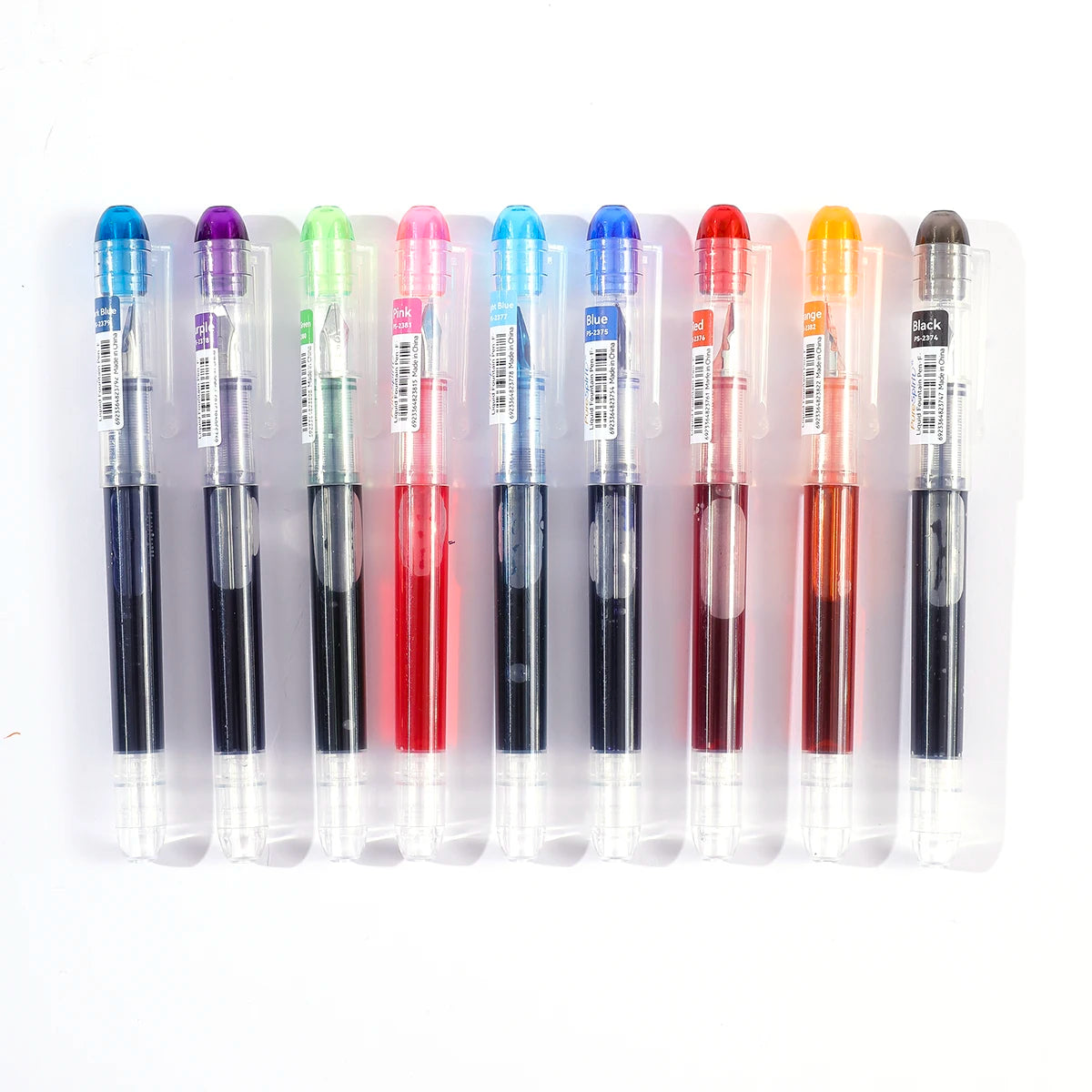 Large Capacity Disposable Fountain Pen Multi-Color Writing Ink Pens Quick-Drying Stationery F Nib Direct Liquid Pen Office Acce