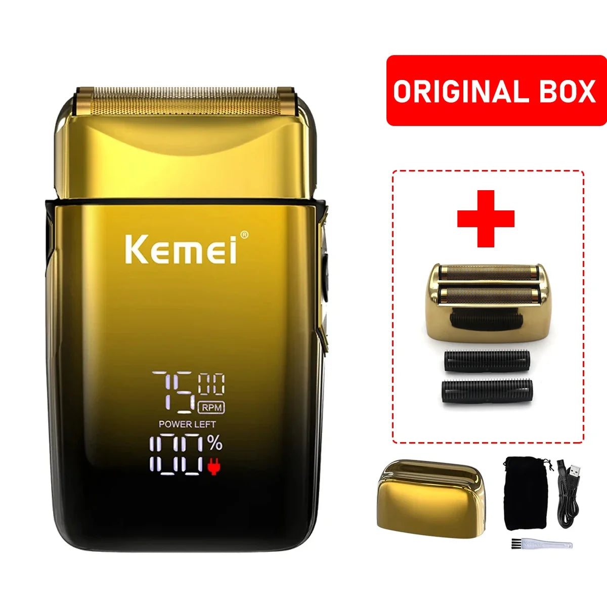 Kemei KM-TX10 Electric Shaver Hair Rechargeable Beard Foil Razor for Men Bald Head Shaving for Men Machine Hair Clippers for Men