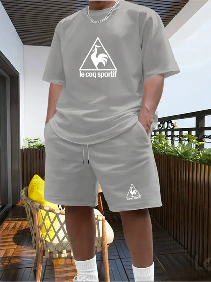 Men's Two-piece Sportswear Short Sleeved T-shirt and Pants Set Running and Fitness Sportswear 2026 Summer Big Discount