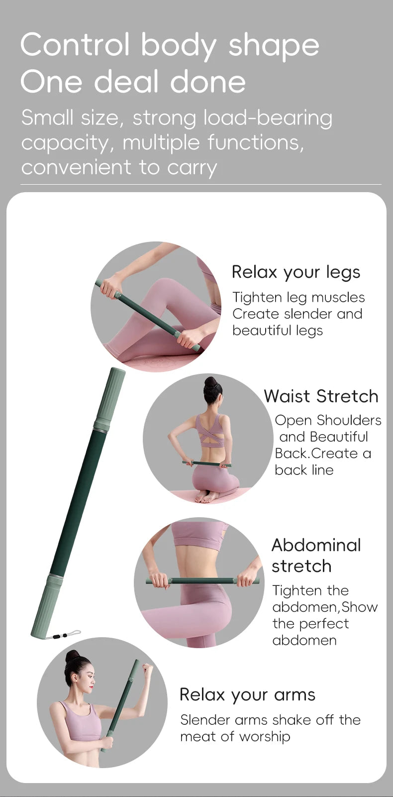 Massage Rod – Compact Deep Tissue Massage Roller Stick – Myofascial Release Tool for Legs, Back, Neck, Arms & Shoulders – Muscle