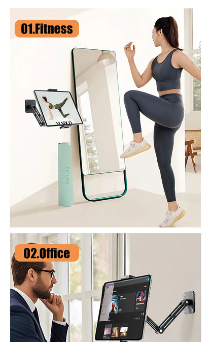 Adjustable Tablet Wall Mount Phone Stand Long Arm 360 Degree Rotatable Cantilever Desk Bed Holder for 4.7-12.9 inch Support iPad