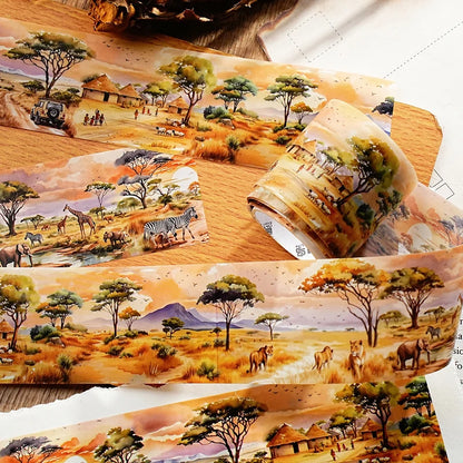 45mm * 2m Free Wind Series Retro Watercolor Landscape PET Stickers Creative Decor DIY Diary Scrapbook Collage Aesthetic Supplies
