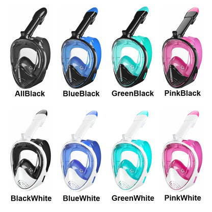 Full Face Snorkel Mask Silicone Diving Mask Full Dry Panoramic With Camera Holder Large Frame Swimming Goggles Set For Adults